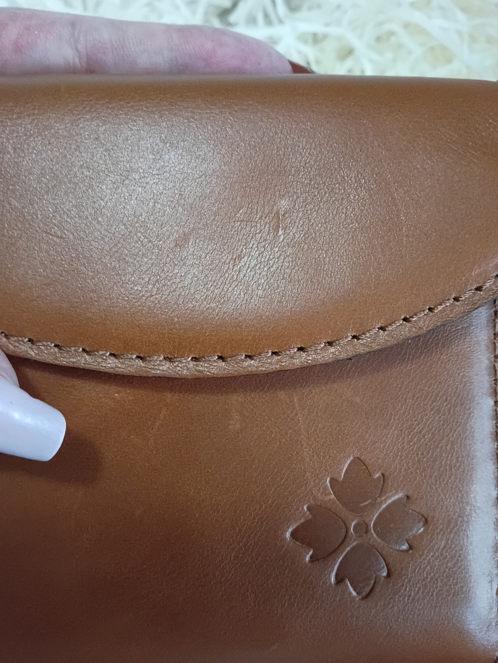 Patricia Nash VintagEuc Kiss Lock Brown Leather Bifold Wallet with Floral Emboss - Picture 12 of 12